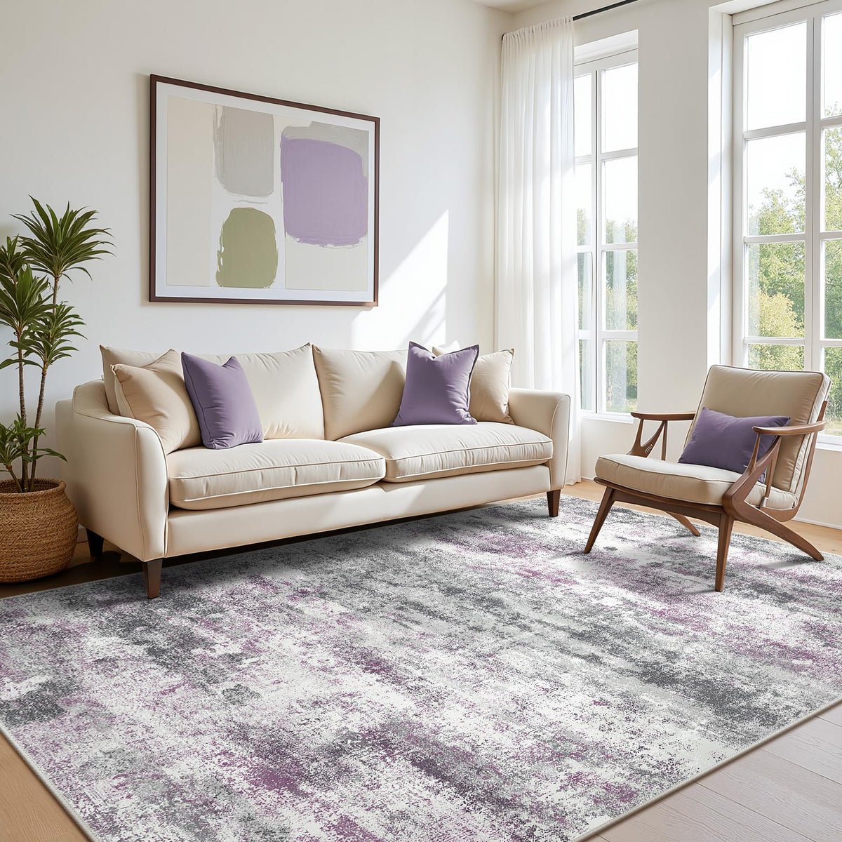 BEIMO 5X7 Area Rug for Living Room, Modern Abstract Washable Soft Non Slip