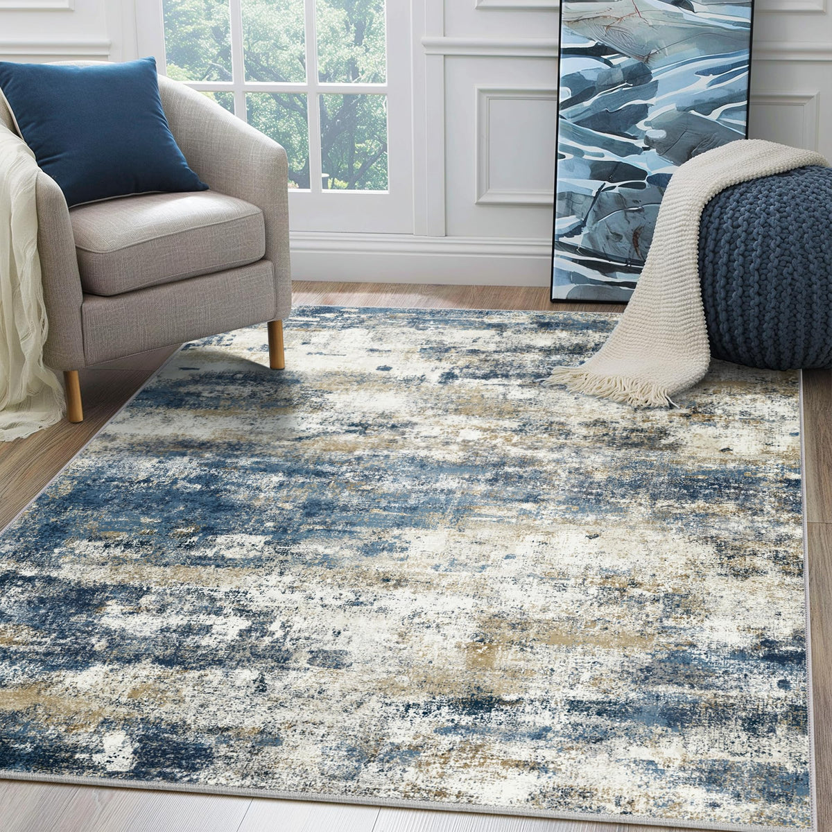 BEIMO 5X7 Area Rug for Living Room, Modern Abstract Washable Soft Non Slip