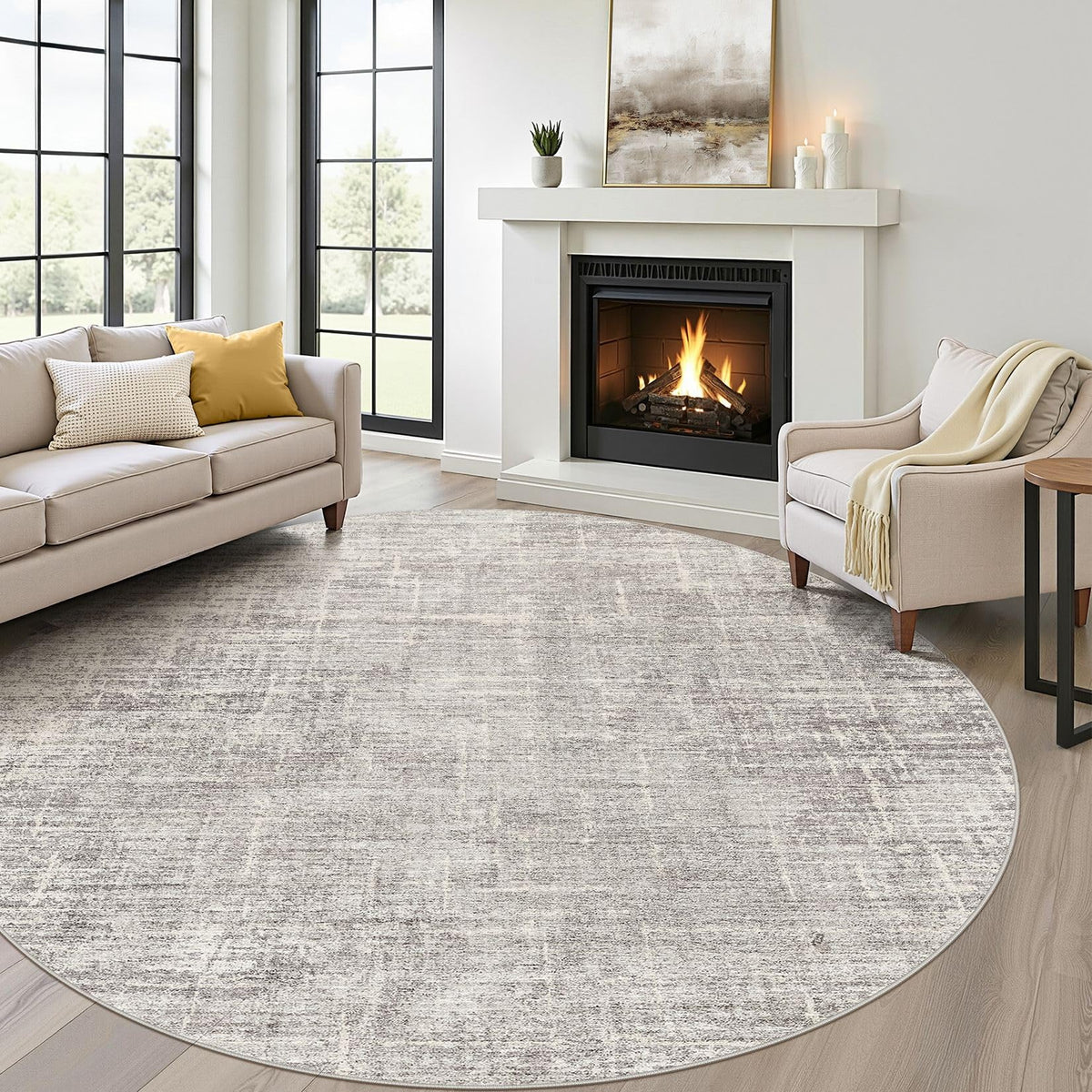 LOONGRUG 8x10 Area Rugs Washable Neutral Modern Rug for Living Room Brown