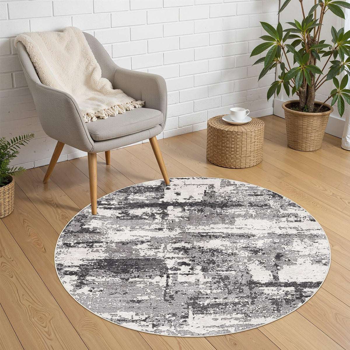 8x10 Area Rugs Living Room Abstract Washable Rug, Gold Brown