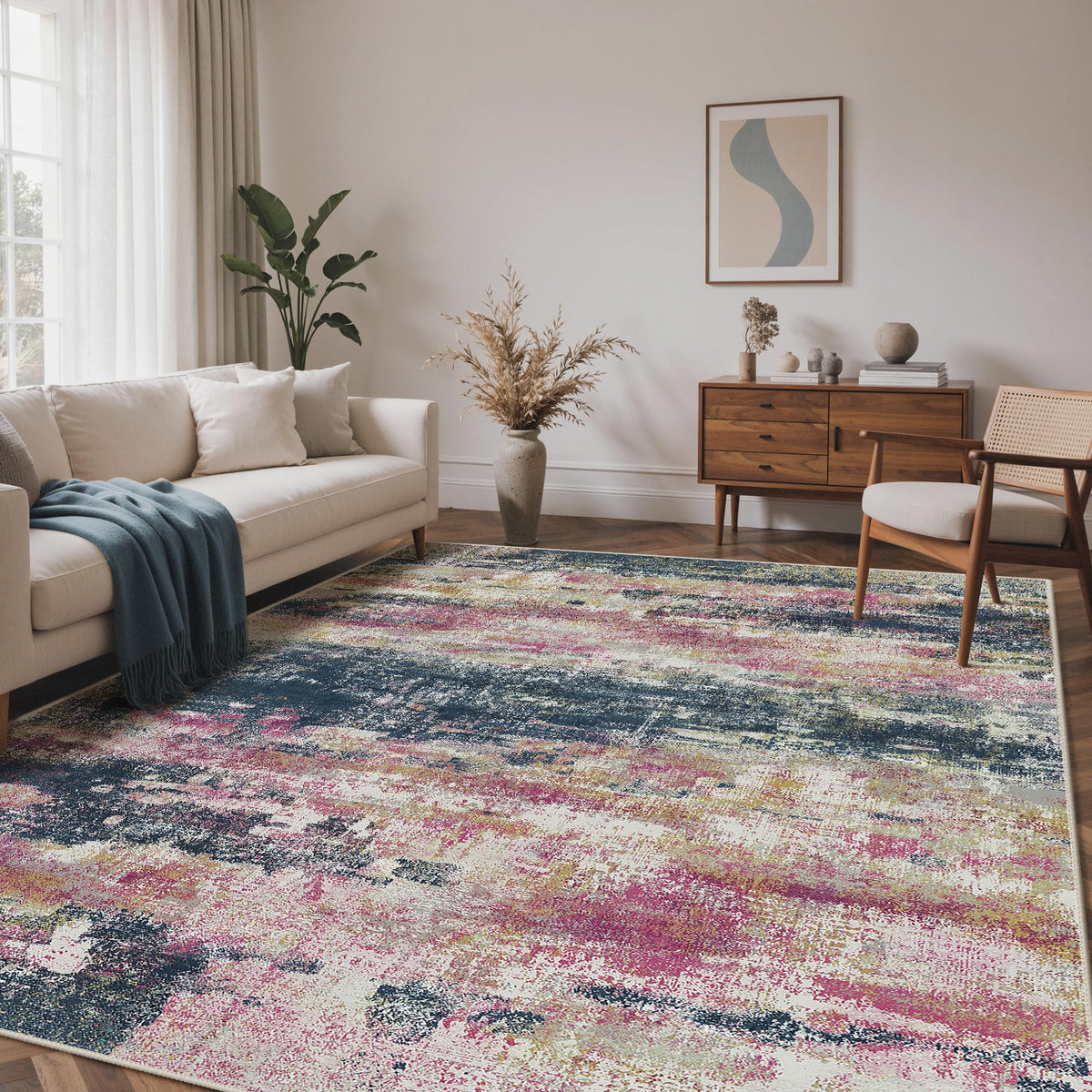 BEIMO 5X7 Area Rug for Living Room, Modern Abstract Washable Soft Non Slip