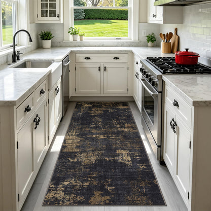 Sasttie 8x10 Washable Area Rug, Modern Abstract Large Carpet, Black & White