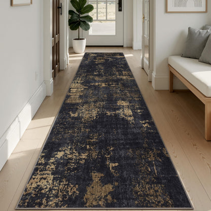 Sasttie 8x10 Washable Area Rug, Modern Abstract Large Carpet, Black & White