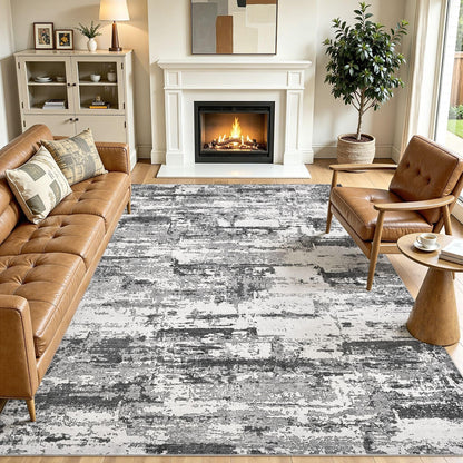 8x10 Area Rugs Living Room Abstract Washable Rug, Gold Brown