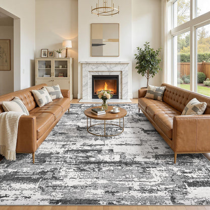 8x10 Area Rugs Living Room Abstract Washable Rug, Gold Brown