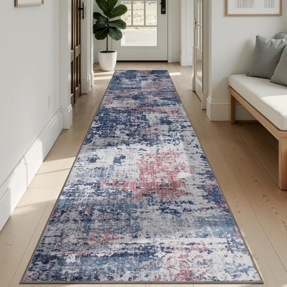 Sasttie 8x10 Washable Area Rug, Modern Abstract Large Carpet, Black & White