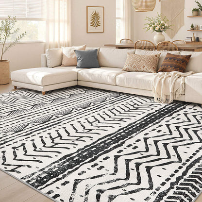 Nakagishi 10X14 Area Rugs for Living Room: Washable Modern Abstract Rug with Non-Slip Silicone Backing Low Pile Soft Carpet for Bedroom & Dining Decor Ideal for Families with Kids and Pets-Brown