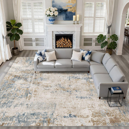 LOONGRUG 8x10 Area Rugs Washable Neutral Modern Rug for Living Room Brown