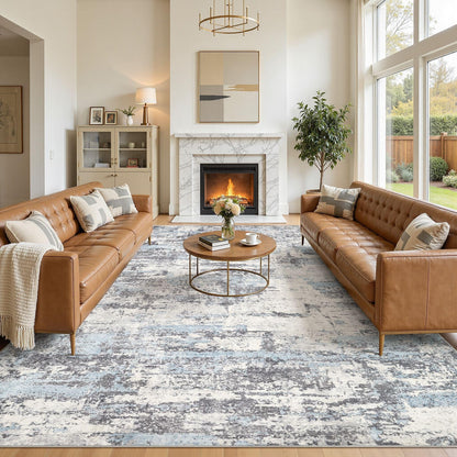 8x10 Area Rugs Living Room Abstract Washable Rug, Gold Brown