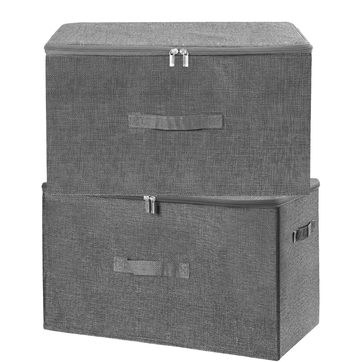 ANMINY Fabric Storage Bins with Zipper Lids, 15"x10"x6", Gray, 1 PCS