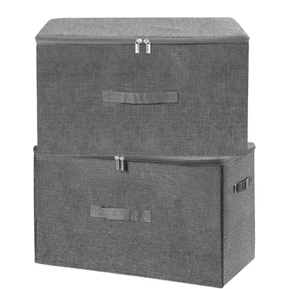 ANMINY Fabric Storage Bins with Zipper Lids, 15"x10"x6", Gray, 1 PCS