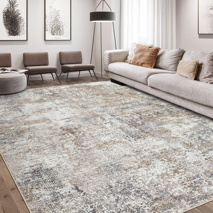 DMOYEST Area Rug Living Room Rugs 9x12 Washable Abstract Grey Carpet