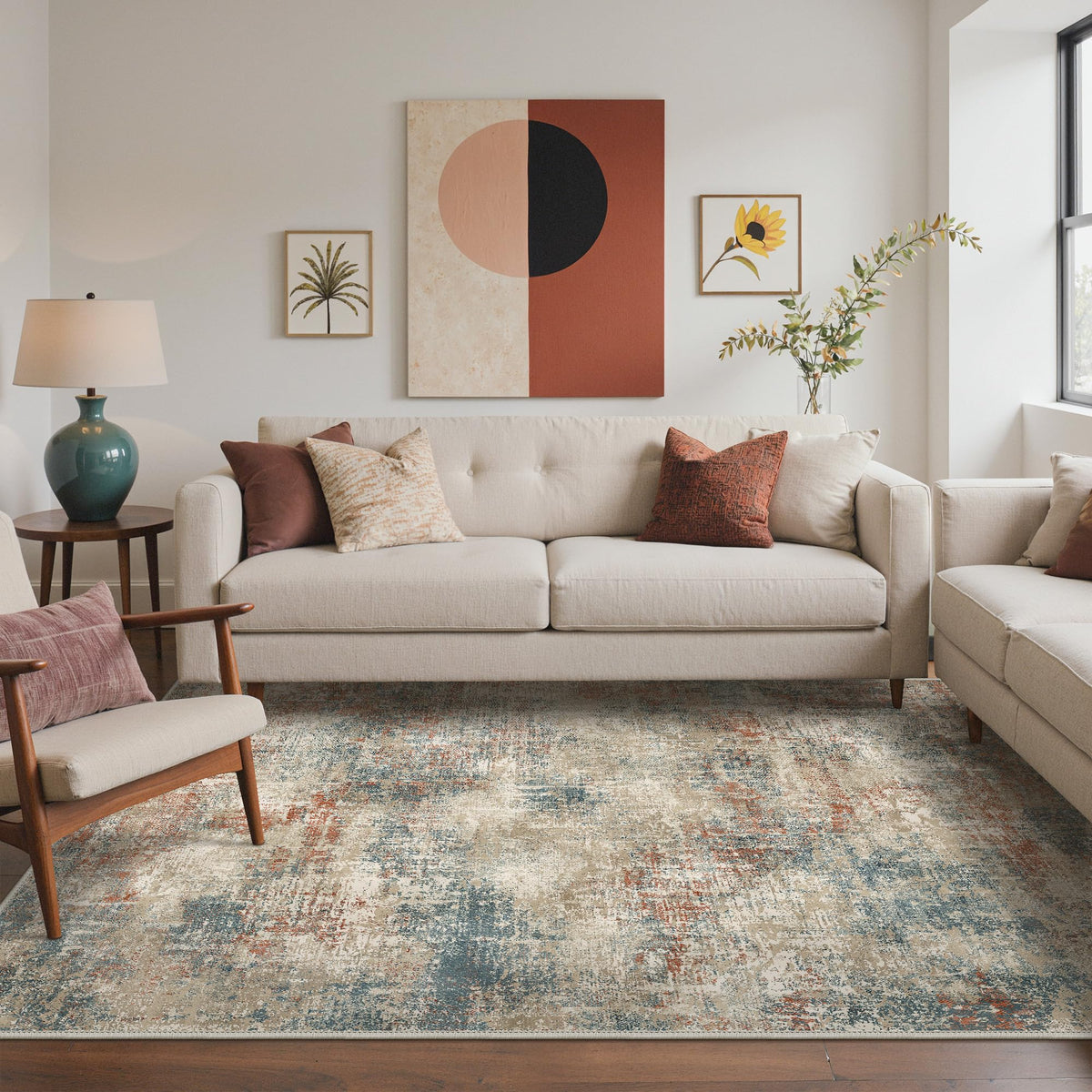 BEIMO 5X7 Area Rug for Living Room, Modern Abstract Washable Soft Non Slip