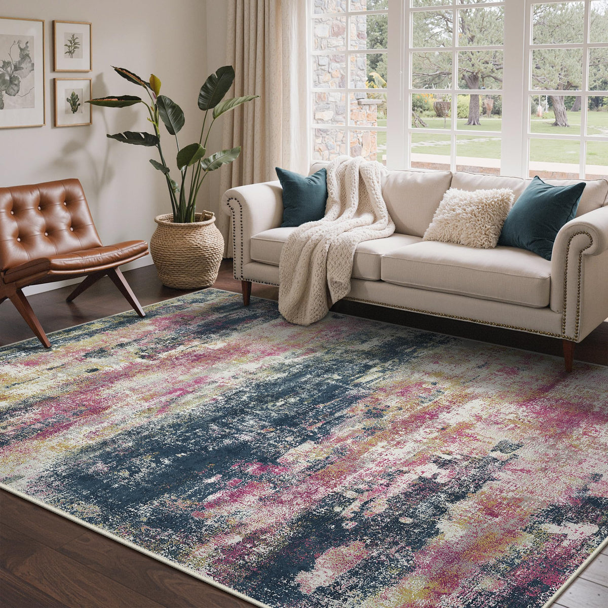 BEIMO 5X7 Area Rug for Living Room, Modern Abstract Washable Soft Non Slip