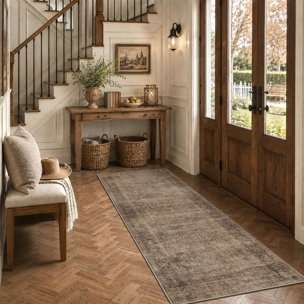 HelloTree 5x7 Vintage Washable Non-Slip Living Room Area Rug