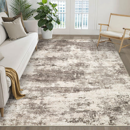 LOONGRUG 8x10 Area Rugs Washable Neutral Modern Rug for Living Room Brown