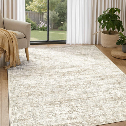 DMOYEST Area Rug Living Room Rugs 9x12 Washable Abstract Grey Carpet