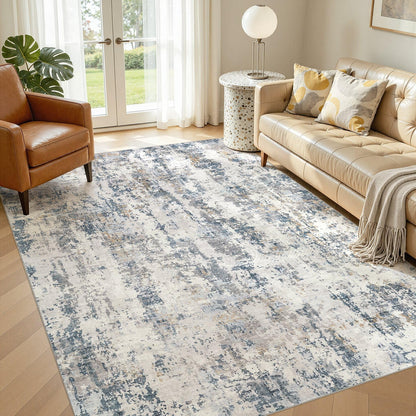 8x10 Area Rugs Living Room Abstract Washable Rug, Gold Brown