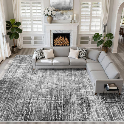 LOONGRUG 8x10 Area Rugs Washable Neutral Modern Rug for Living Room Brown