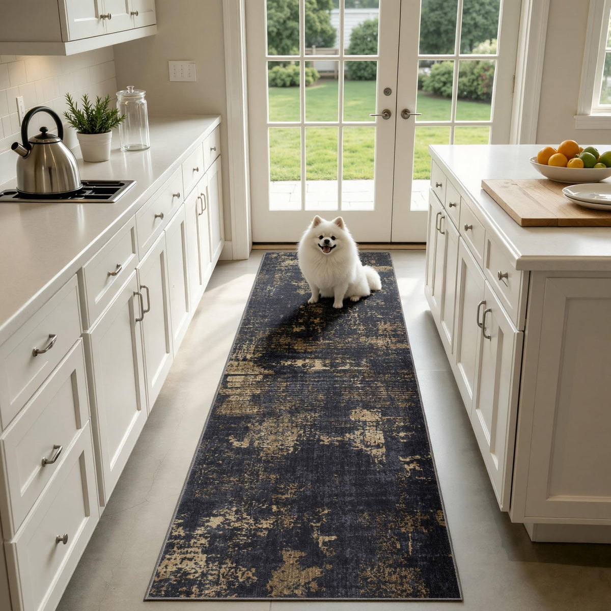 Sasttie 8x10 Washable Area Rug, Modern Abstract Large Carpet, Black & White
