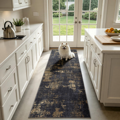 Sasttie 8x10 Washable Area Rug, Modern Abstract Large Carpet, Black & White