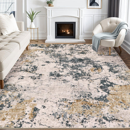 8x10 Area Rugs Living Room Abstract Washable Rug, Gold Brown