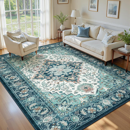 Lofus 8x10 Area Rugs for Living Room Bedroom, Soft Boho Carpet Floral Brown