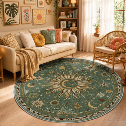 Vacuum-Friendly, 8x10 Washable Area Rug, Black Gold Beige Red