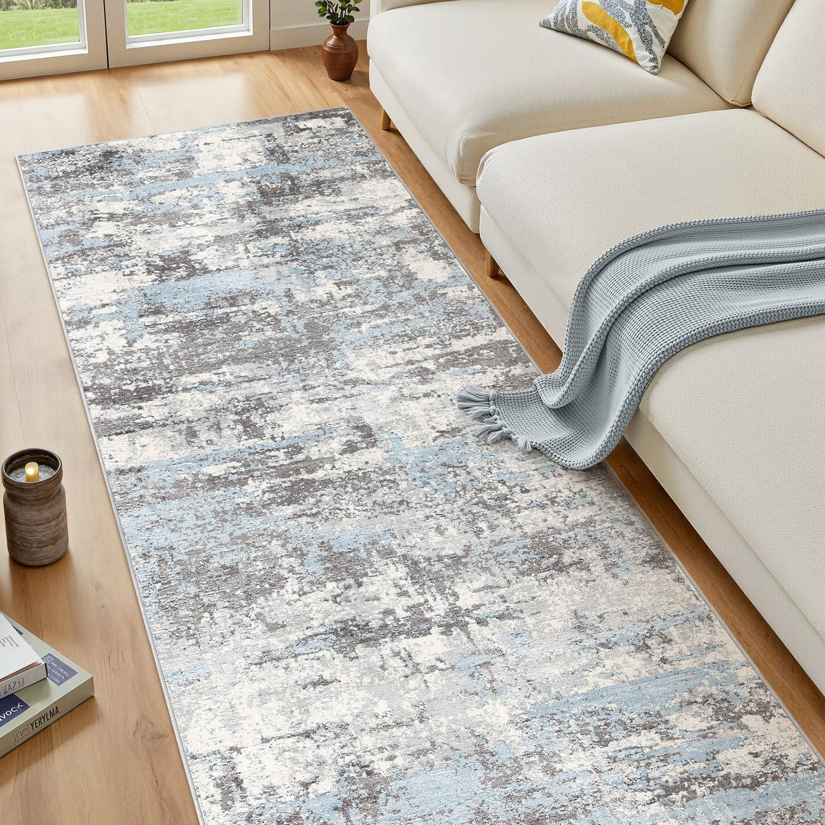 8x10 Area Rugs Living Room Abstract Washable Rug, Gold Brown