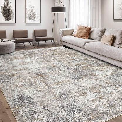 DMOYEST Area Rug Living Room Rugs 9x12 Washable Abstract Grey Carpet