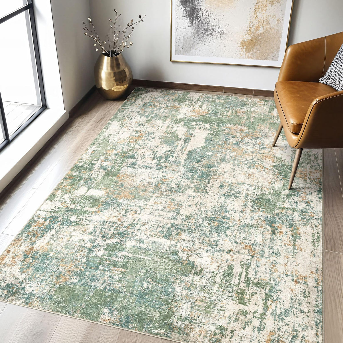 LOONGRUG 6x9 Area Rugs Washable Neutral Modern Abstract Living Room Rug