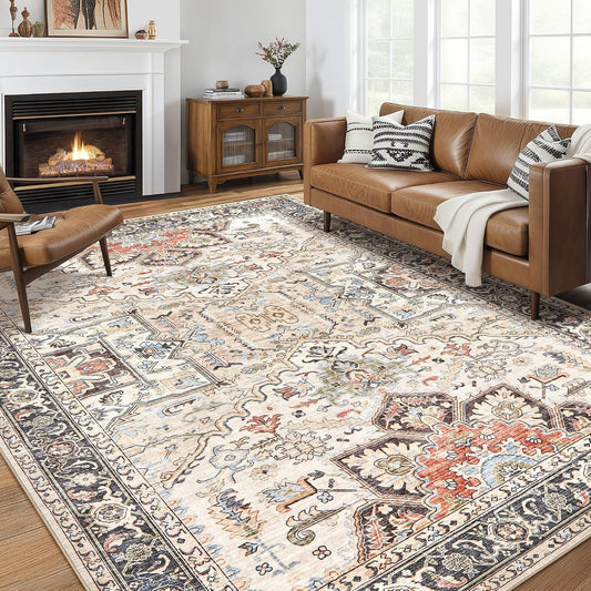 Vintage 9x12 Rugs for Living Room Washable Area Rug Multi Color