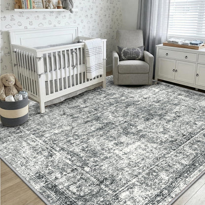 CAPALOCA 5x7 Washable Nursery Girls Low Pile Area Rug Pink