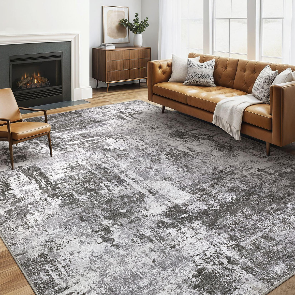LOONGRUG 6x9 Area Rugs Washable Neutral Modern Abstract Living Room Rug