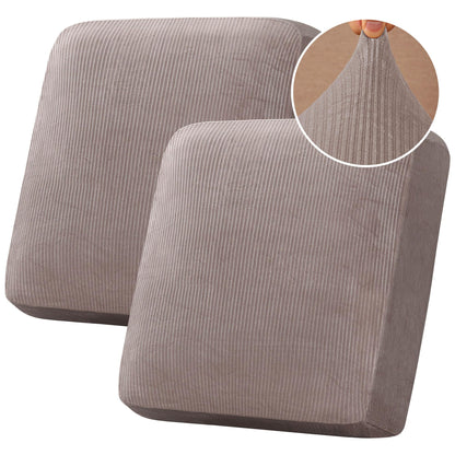 H.VERSAILTEX Velvet Stretch Couch Cushion Cover Plush Cushion Slipcover for Chair Loveseat Sofa Cushion Furniture Protector Seat Cushion Sofa Cover (3 Piece Sofa Cushion Covers, Ivory)