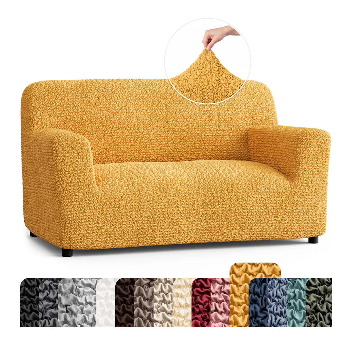 PAULATO Premium Stretch Couch Covers for Sofa - Sofa Chair Cover Washable, Dogs & Pets Friendly - Elastic Polyester Loveseat Slipcovers - Non-Slip Love Seat Couch Covers - Moss Green (64"-85" Wide)