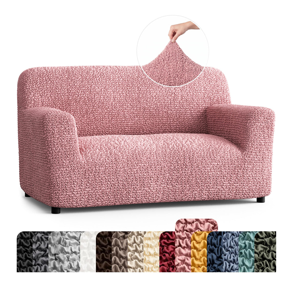 PAULATO Premium Stretch Couch Covers for Sofa - Sofa Chair Cover Washable, Dogs & Pets Friendly - Elastic Polyester Loveseat Slipcovers - Non-Slip Love Seat Couch Covers - Moss Green (64"-85" Wide)