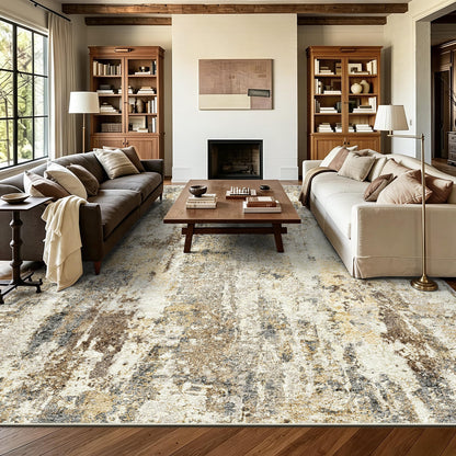 8x10 Area Rugs, Abstract Morden Soft Washable Rug, Non-Slip Low Pile Rugs for Living Room, Bedroom, Dining Room, Home, Office(Ocean Blue)