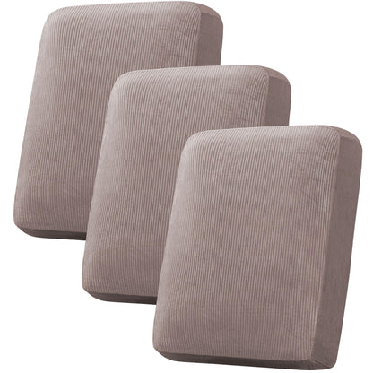 H.VERSAILTEX Velvet Stretch Couch Cushion Cover Plush Cushion Slipcover for Chair Loveseat Sofa Cushion Furniture Protector Seat Cushion Sofa Cover (2 Piece Large Sofa Cushion Covers, Ivory)