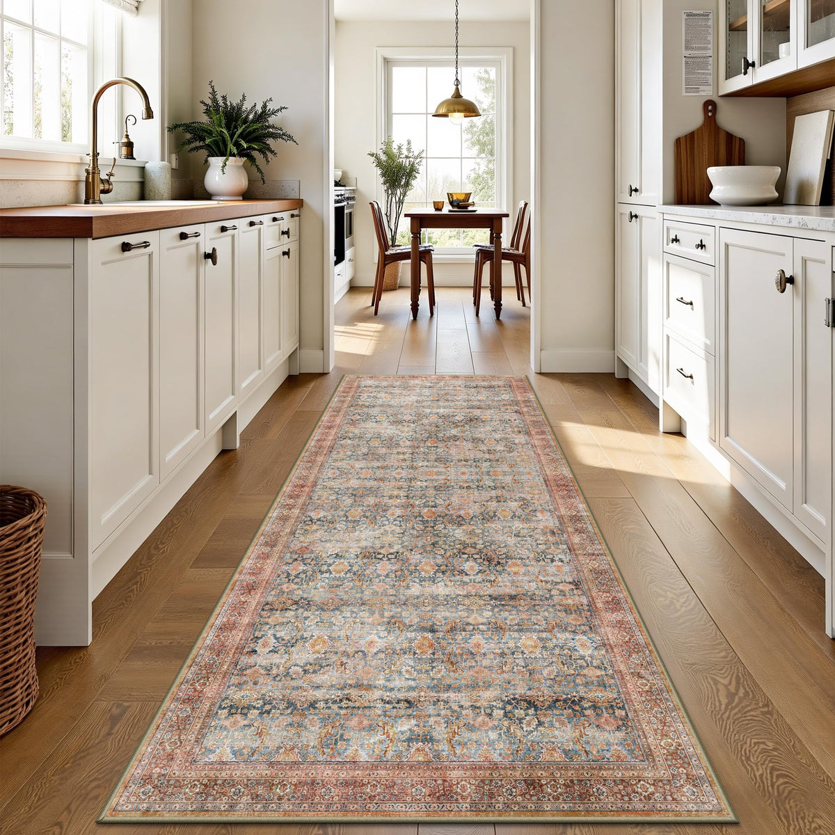 8x10 Area Rugs for Living Room - Washable Vintage Retro Large Rug, Soft Ultra Thin Non Slip Low Pile Traditional Distressed Boho Carpet for Bedroom Dining Room Home Office, Charcoal Olive