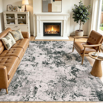 8x10 Area Rugs Living Room Abstract Washable Rug, Gold Brown
