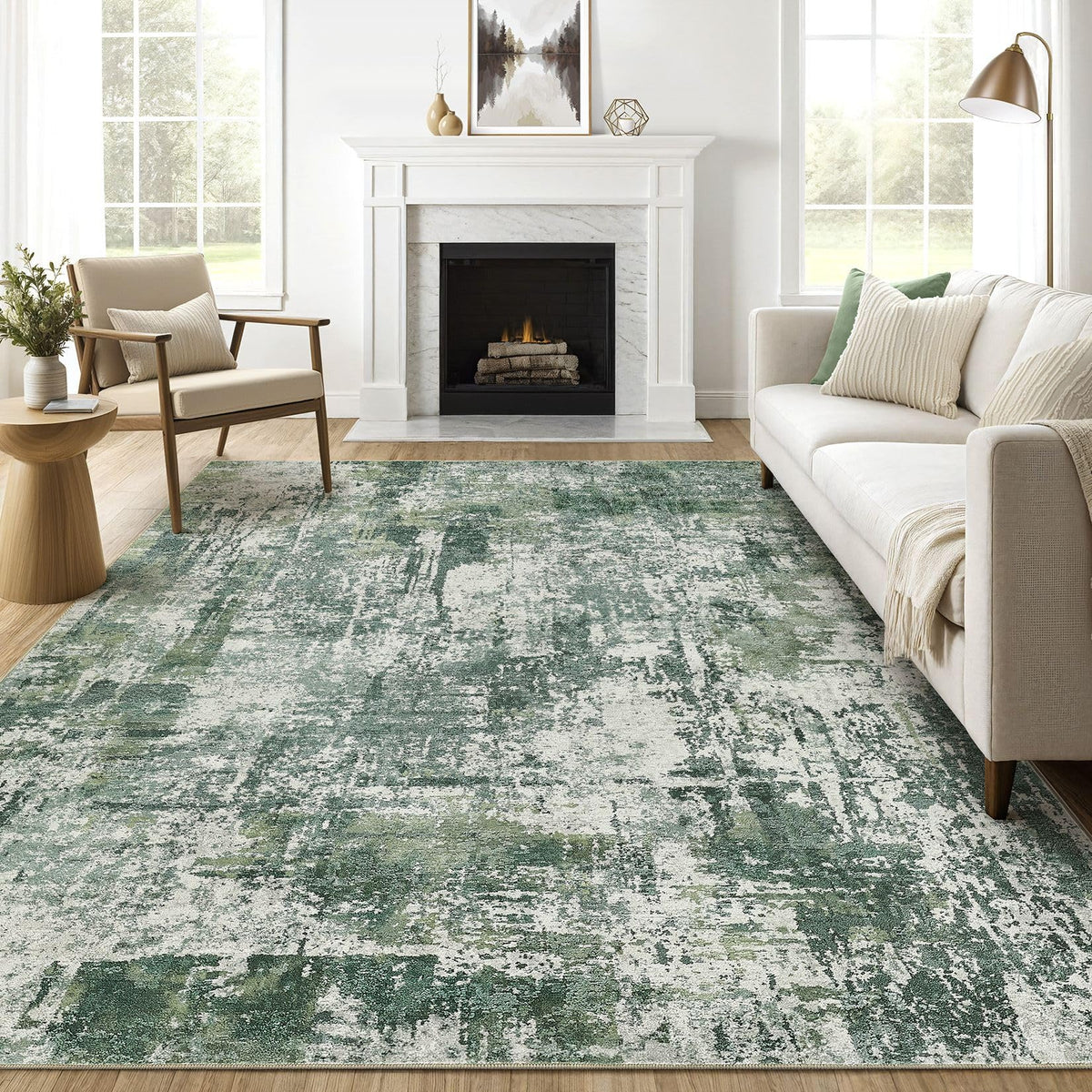 LOONGRUG 6x9 Area Rugs Washable Neutral Modern Abstract Living Room Rug