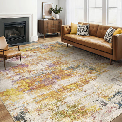 LOONGRUG 6x9 Area Rugs Washable Neutral Modern Abstract Living Room Rug