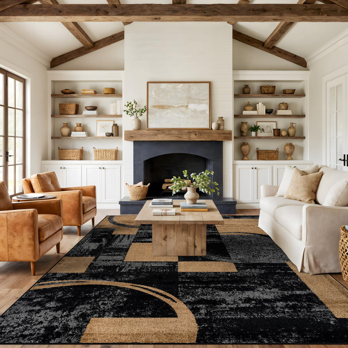 Rugshop Circle Design Contemporary Durable Area Rug Gray 7'10" x 10'2"