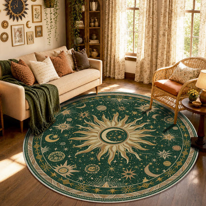 Vacuum-Friendly, 8x10 Washable Area Rug, Black Gold Beige Red