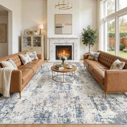 8x10 Area Rugs Living Room Abstract Washable Rug, Gold Brown