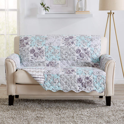Great Bay Home Reversible Patchwork Sofa Cover - Washable Slipcover Furniture Protector with Elastic Straps - Perfect for Kids & Pets - Box-Stitched Detail (Taupe)
