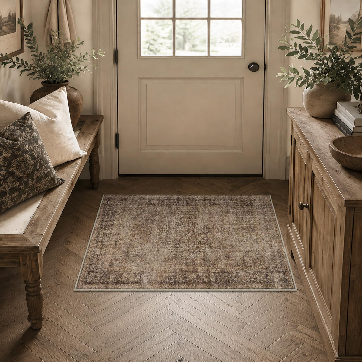 HelloTree 5x7 Vintage Washable Non-Slip Living Room Area Rug