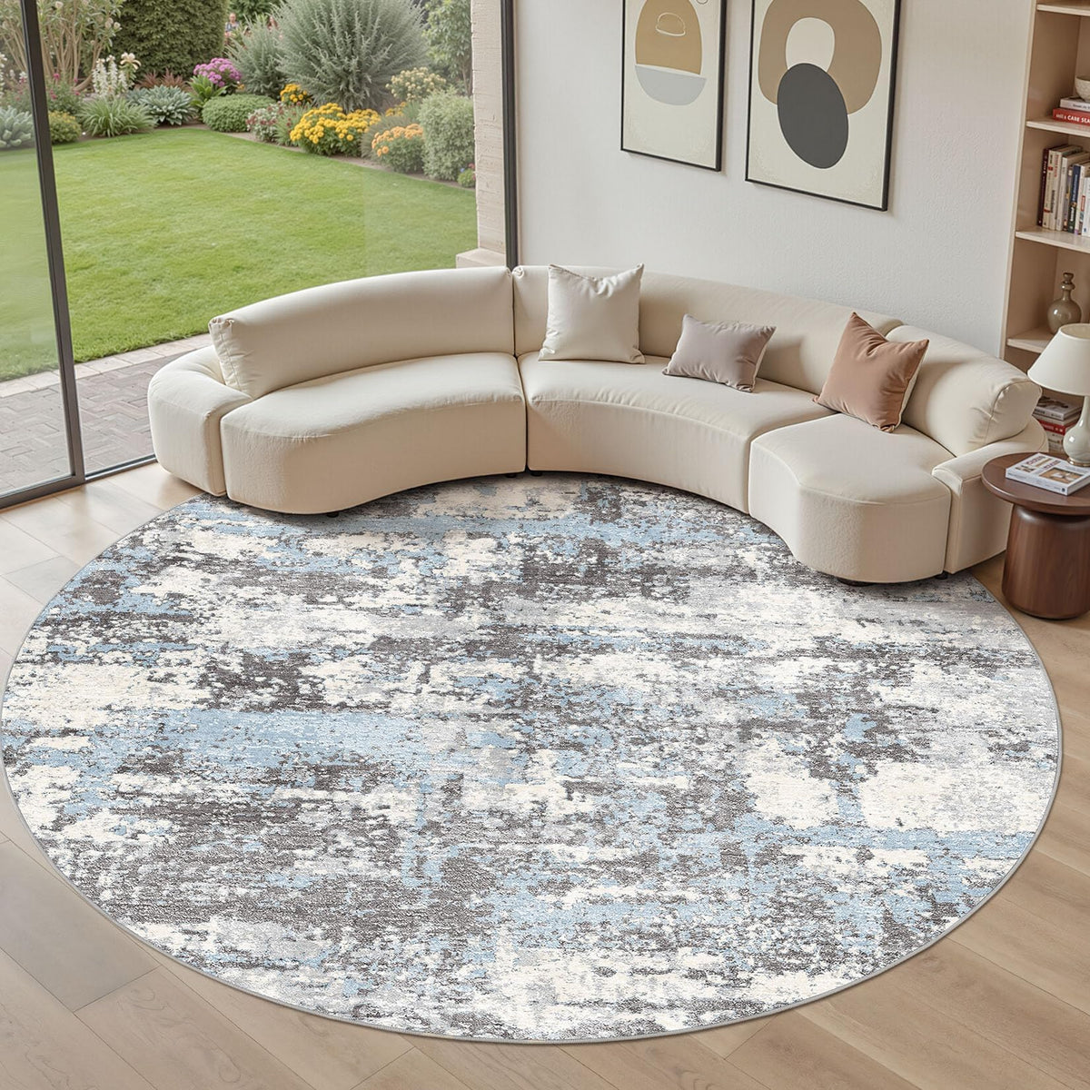 8x10 Area Rugs Living Room Abstract Washable Rug, Gold Brown