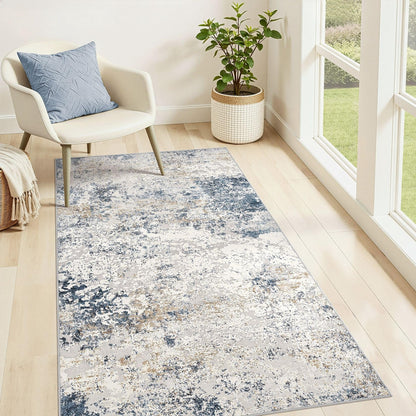 DMOYEST Area Rug Living Room Rugs 9x12 Washable Abstract Grey Carpet